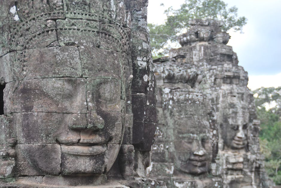 cambodia stone faces